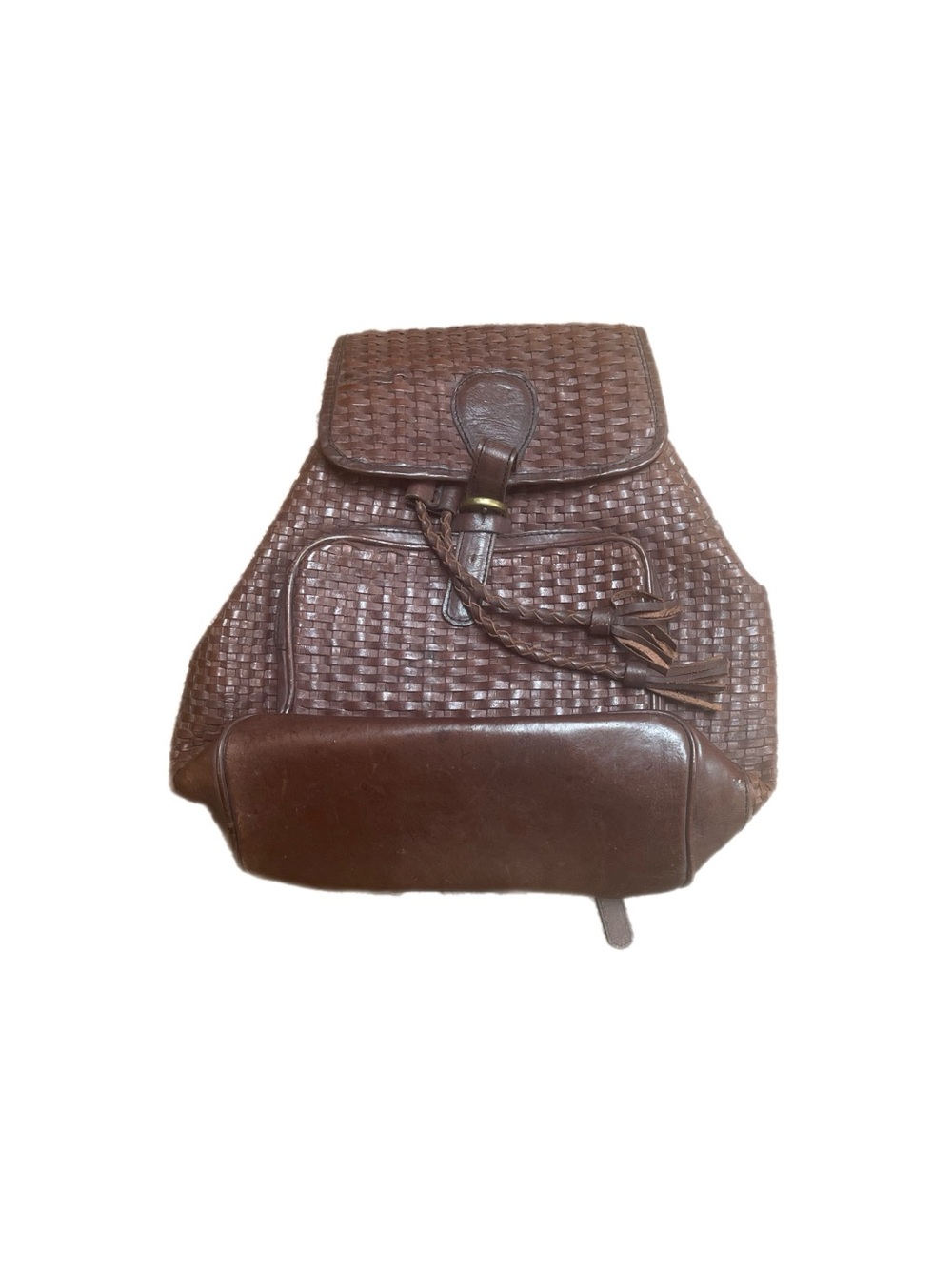 LEATHER Basketweave Rucksack Backpack - Picture 2 of 14